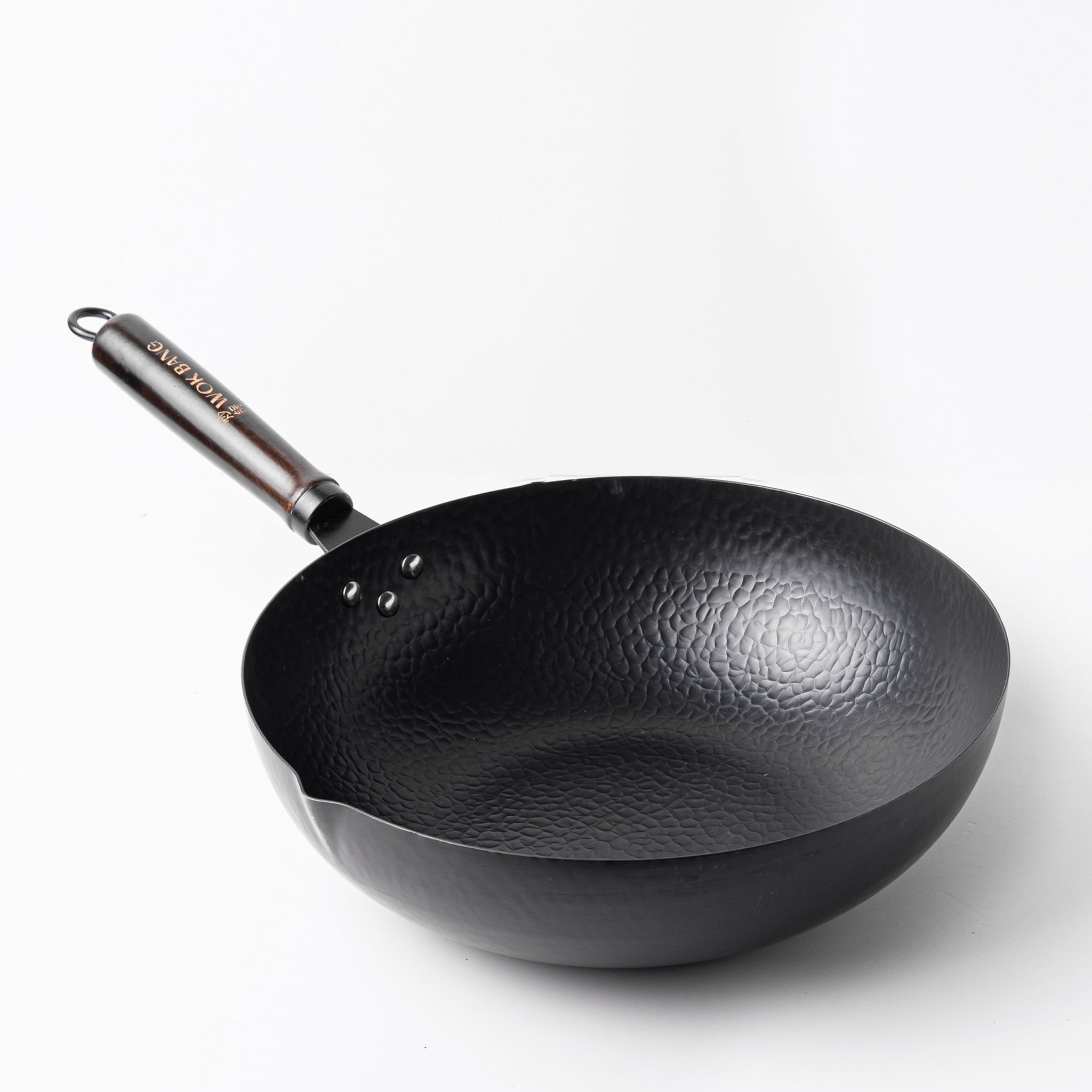 13,5-inch (34cm) Pre-Seasoned Black Carbon Steel Wok with Flat